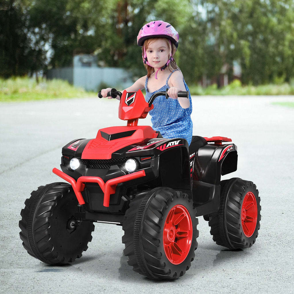 HoneyJoy 12V Kids ATV Quad Ride On Car with LED Light & Music - Red