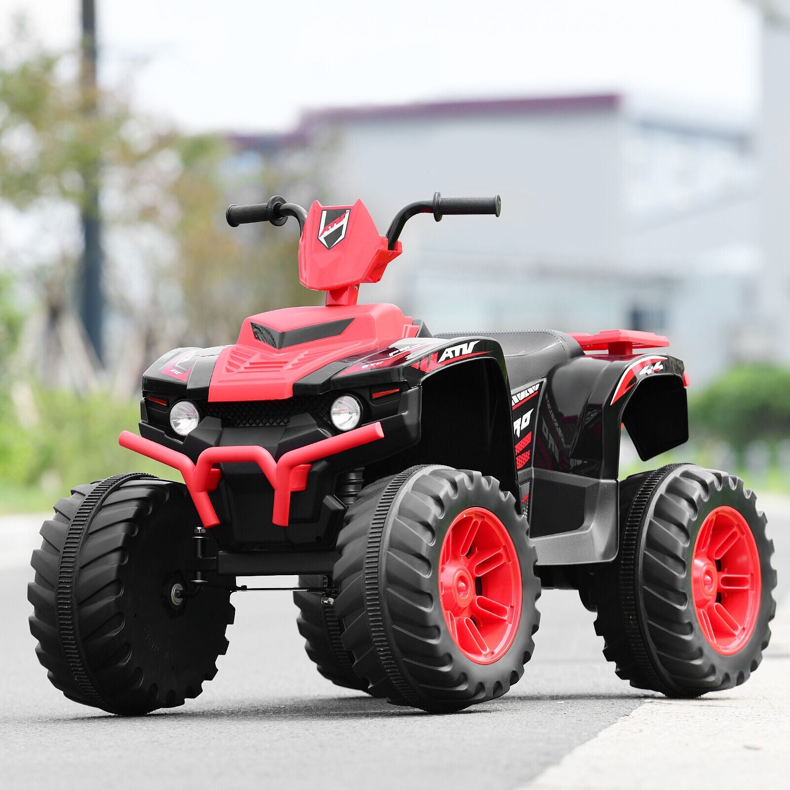HoneyJoy 12V Kids ATV Quad Ride On Car with LED Light & Music - Red