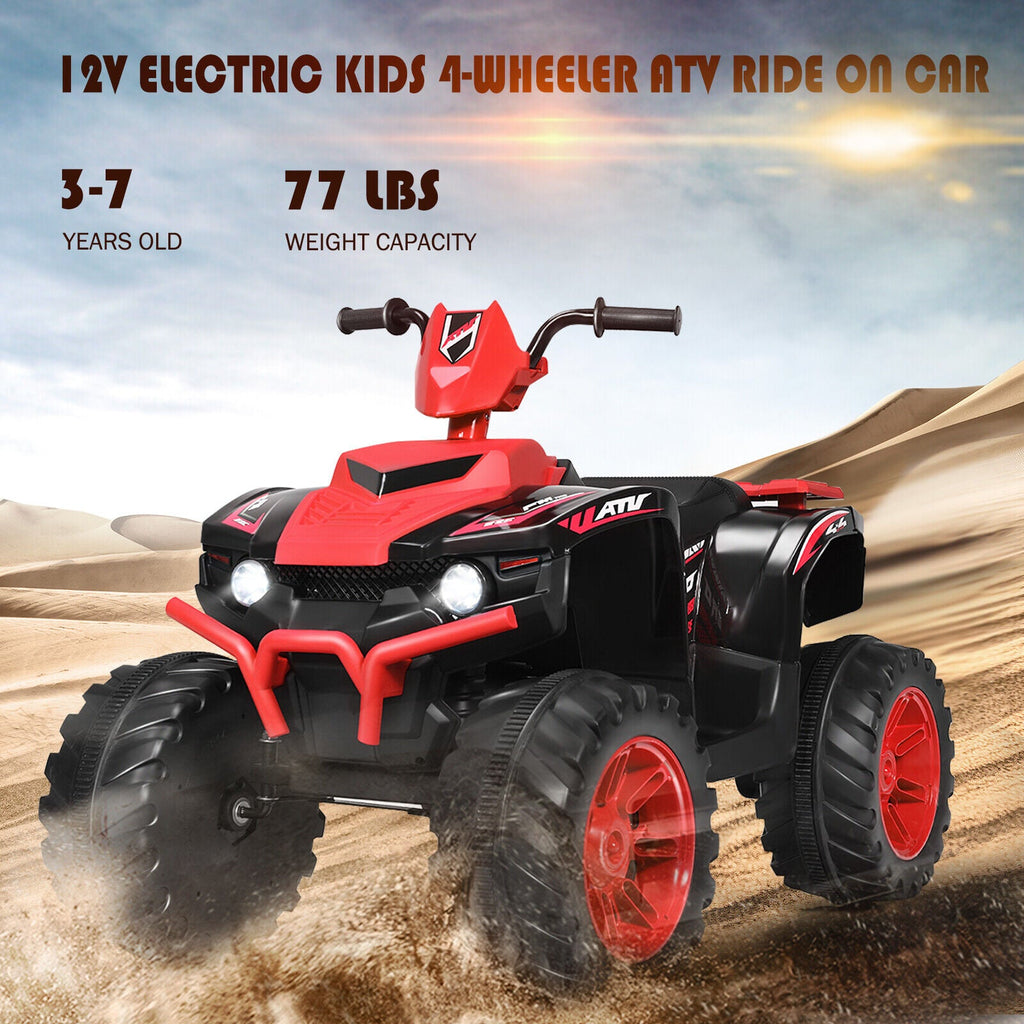 HoneyJoy 12V Kids ATV Quad Ride On Car with LED Light & Music - Red