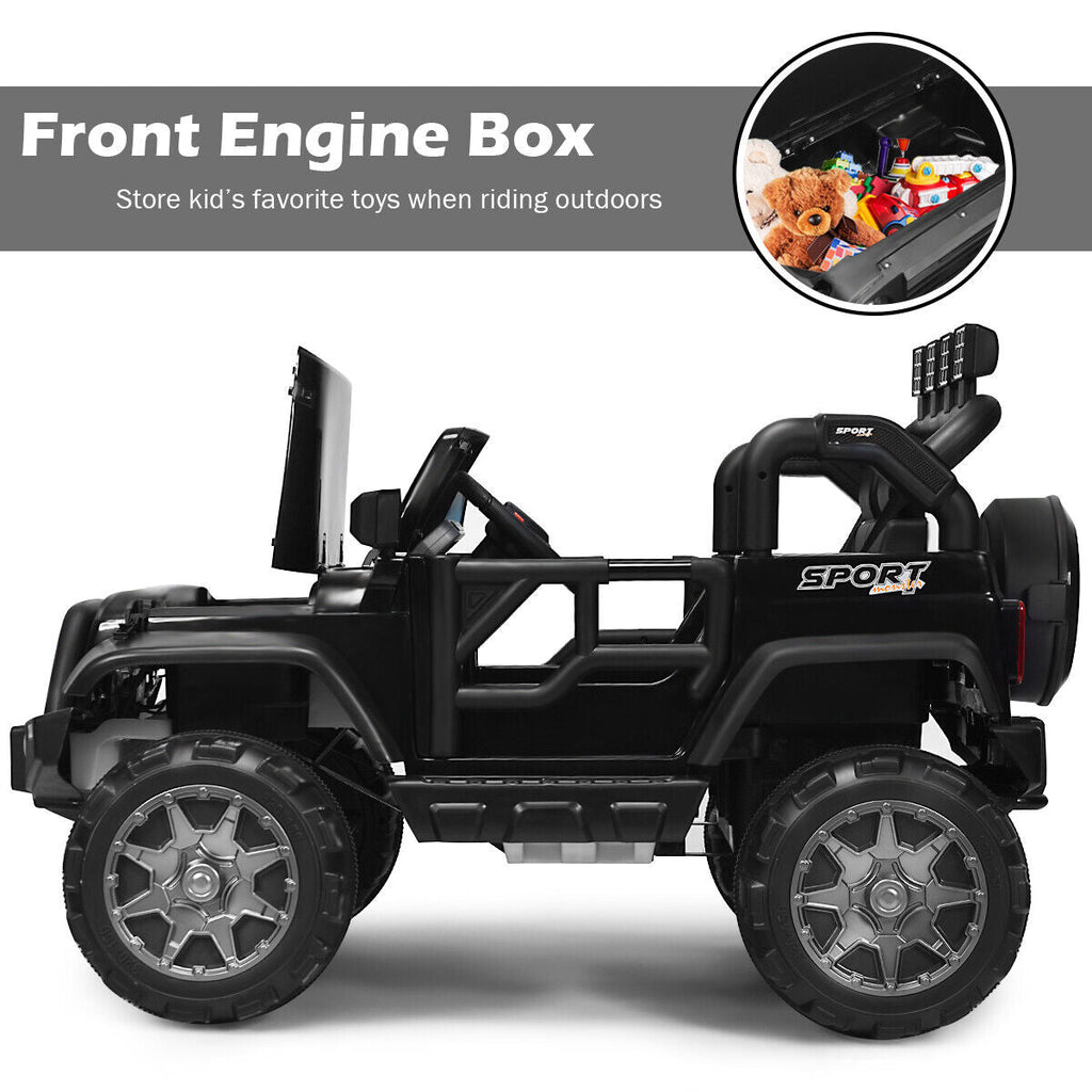 HoneyJoy 12V Kids Ride On Truck with Remote Control and Storage - Black