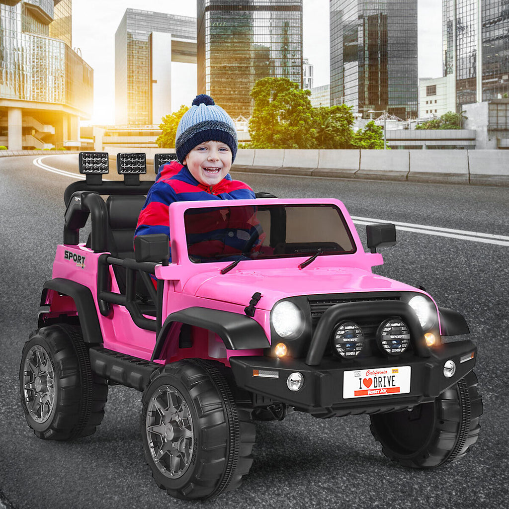 HoneyJoy 12V Kids Ride On Truck with Remote Control and Storage - Pink