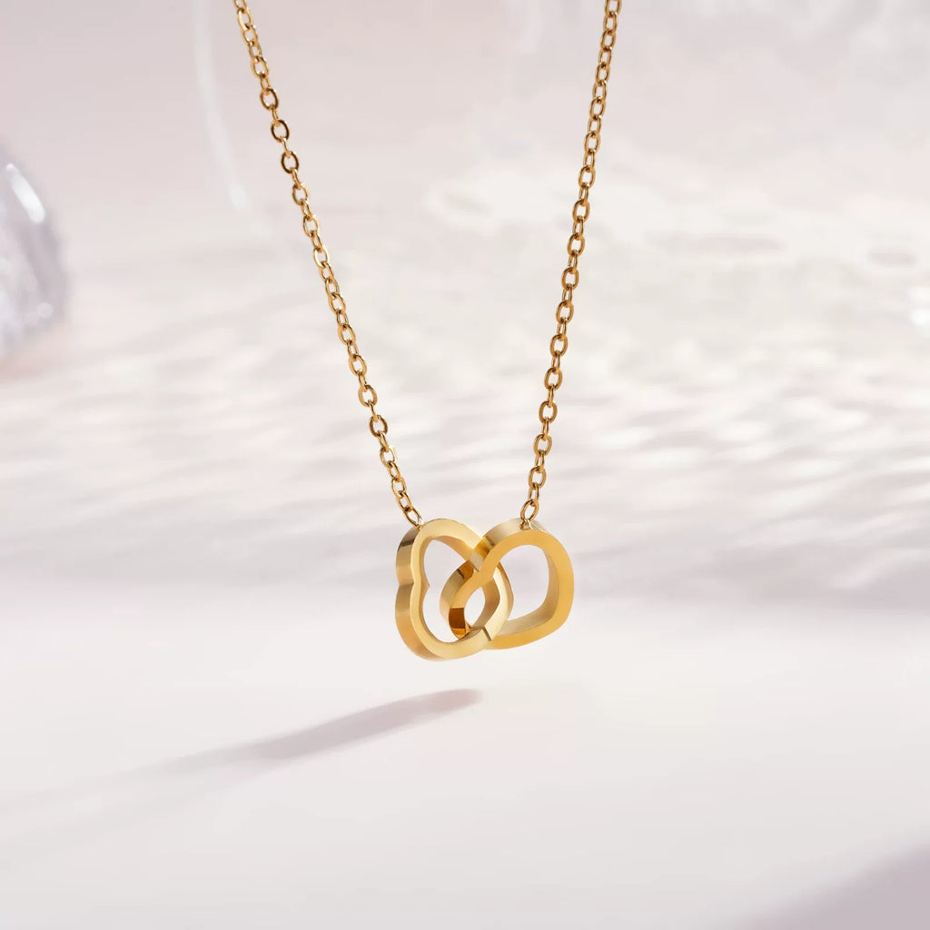 Loyal Titanium Steel Double Heart Day Collar