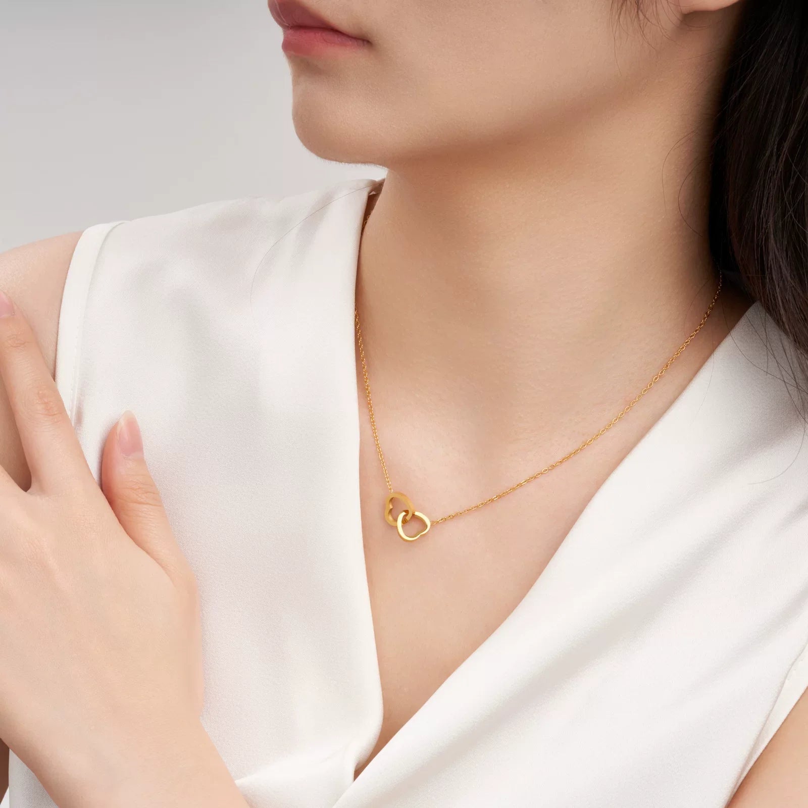 Loyal Titanium Steel Double Heart Day Collar