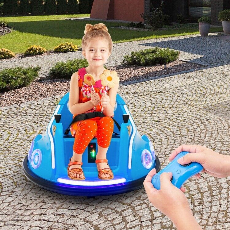 Interactive 12V Bumper Car for Kids with Remote Control, LED Lights, and Music