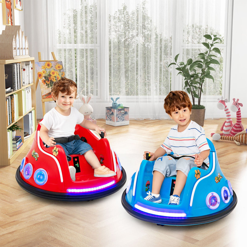Interactive 12V Kids Bumper Car with Remote Control, LED Lights, and Music - Red