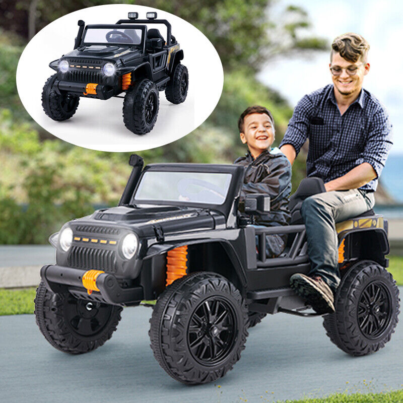 Interactive 12V Kids Car with Cushioned Spring, Cool Lights, and Remote Control