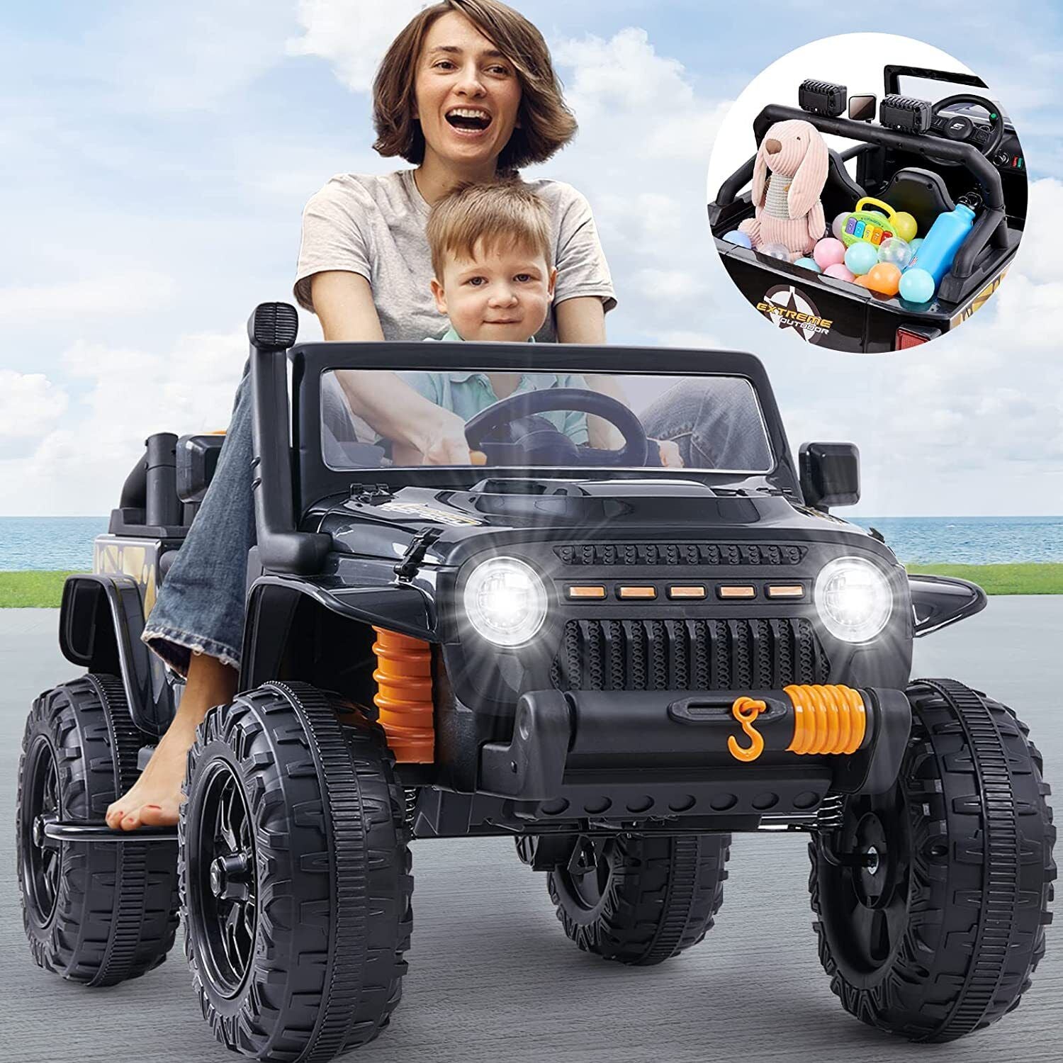 Electric Ride-On Car for Kids with Parental Remote Control, LED Lights, and MP3 Player - 12V