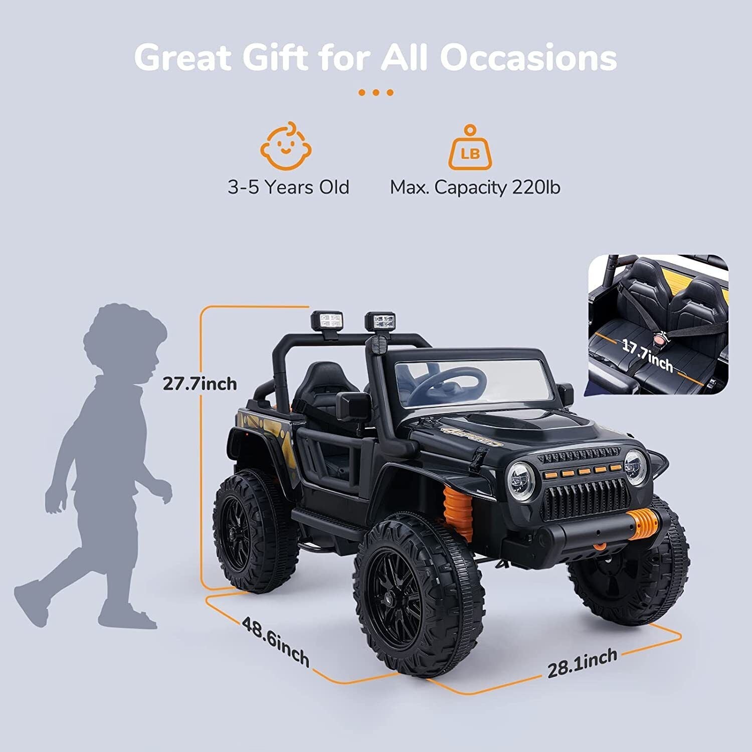 Electric Ride-On Car for Kids with Parental Remote Control, LED Lights, and MP3 Player - 12V
