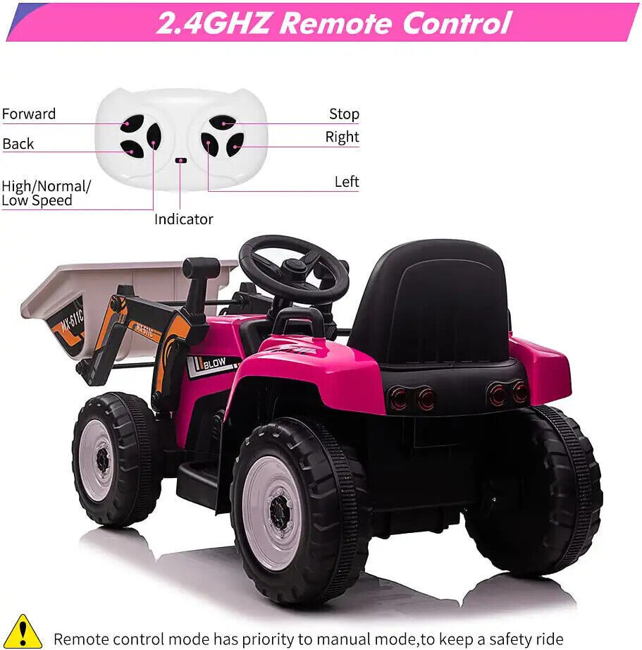 Interactive 12V Kids Excavator Digger Construction Truck Toy with Working Bucket - Perfect Gift for Little Builders