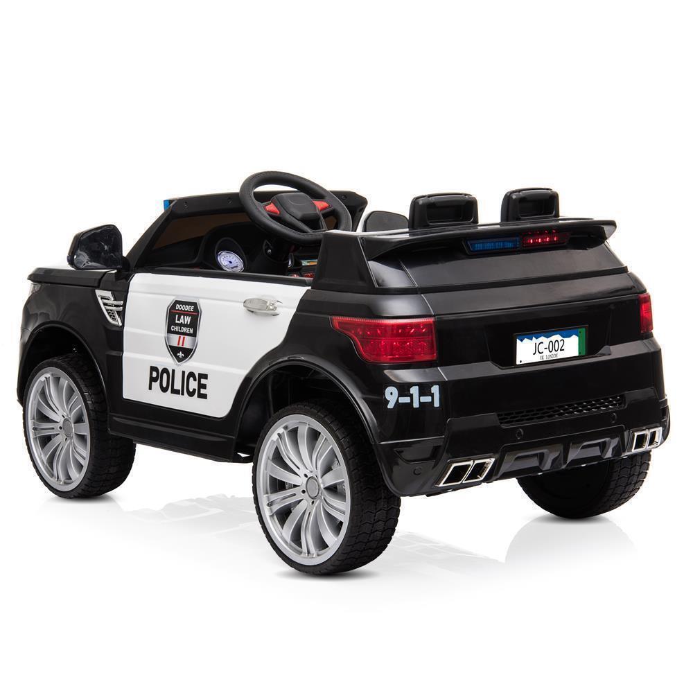 Interactive 12V Kids Police Car with Music, LED Lights, and Remote Control