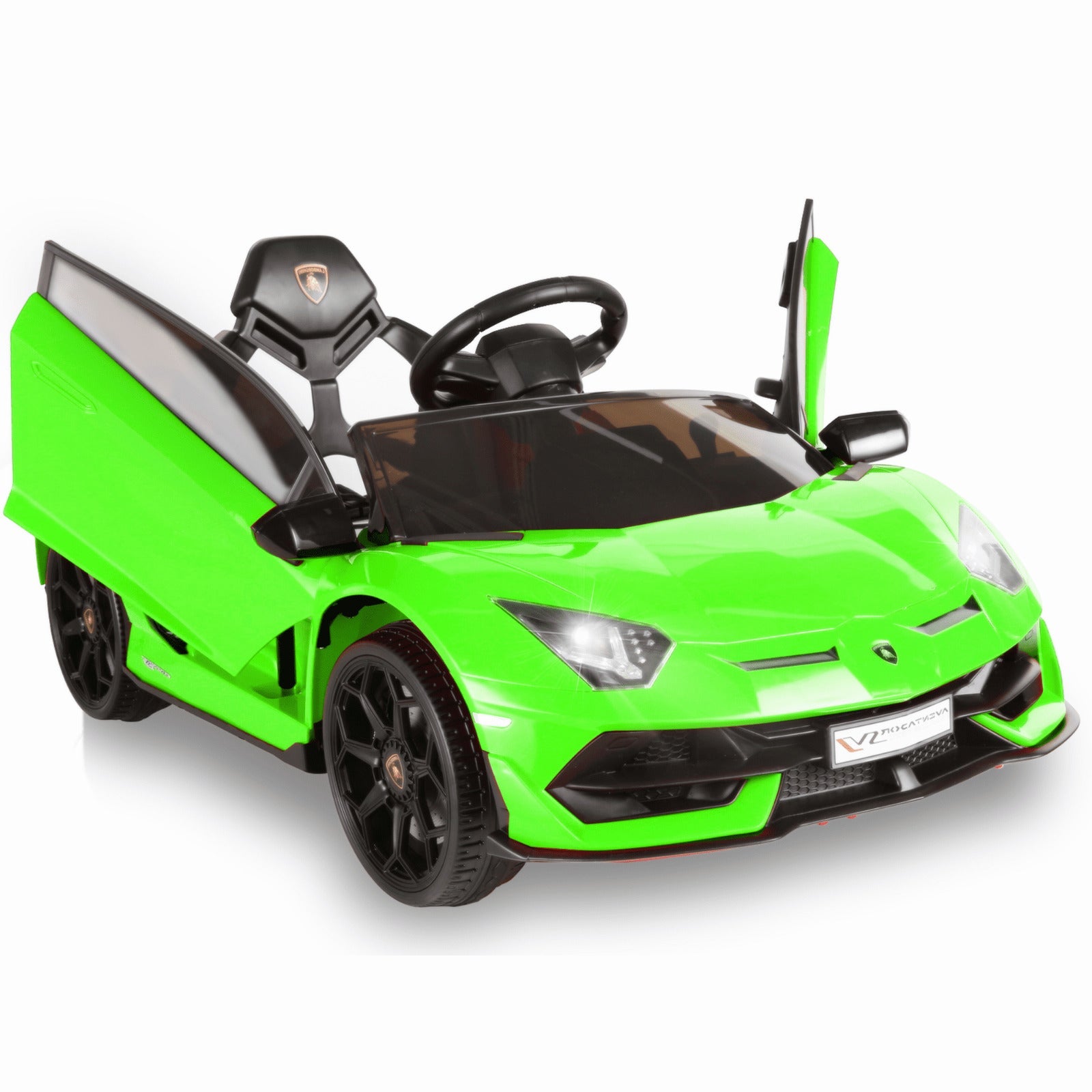 Electric Lamborghini Ride-On Car for Kids with Remote Control, Openable Doors, LED Lights, and MP3 Player