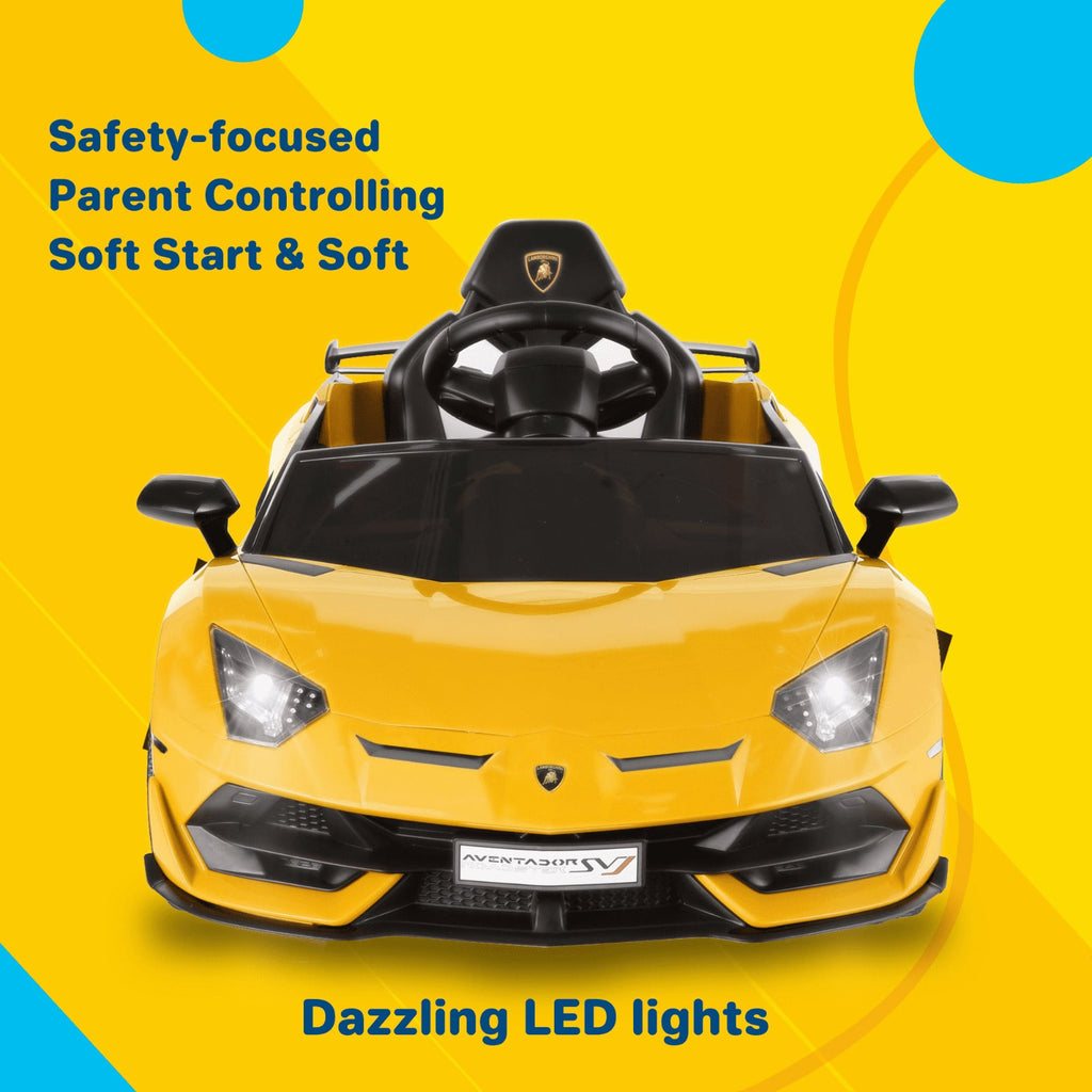 Electric Lamborghini Ride-On Car for Kids with Remote Control, Openable Doors, LED Lights, and MP3 Player