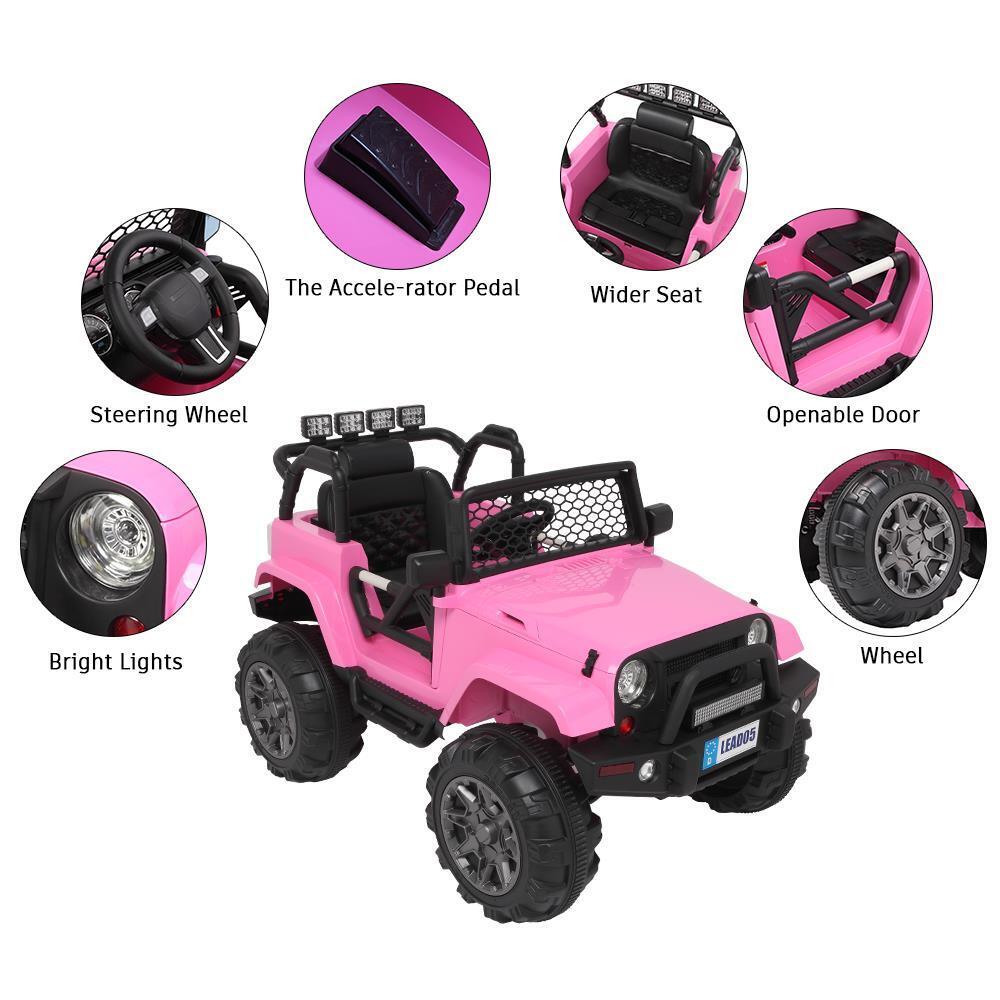 Interactive 12V Pink Ride On Car for Kids with Music and Remote Control