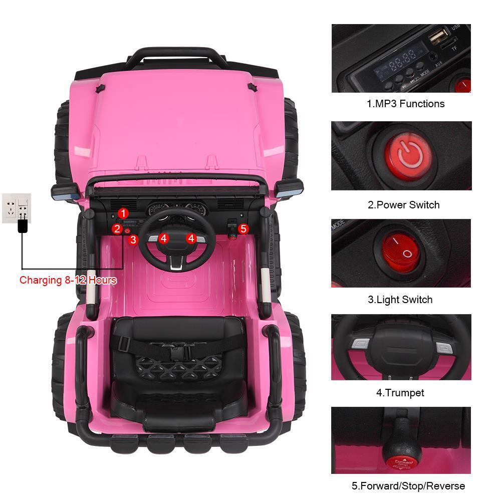 Interactive 12V Pink Ride On Car for Kids with Music and Remote Control