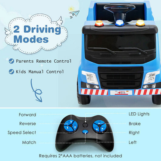 Interactive 12V Ride-on Garbage Truck with Lights and Recycling Accessories for Kids