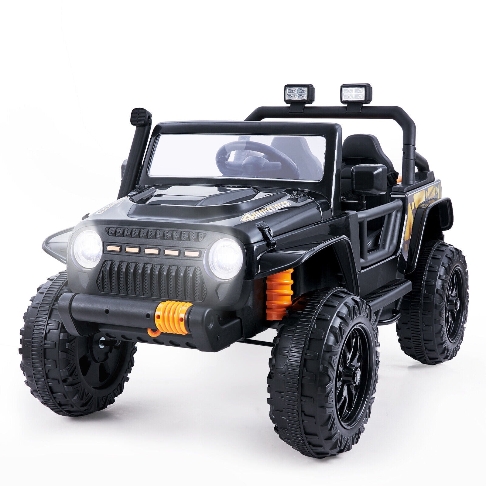 Interactive 12V Ride-On Truck for Kids with Remote Control, LED Lights, and Music