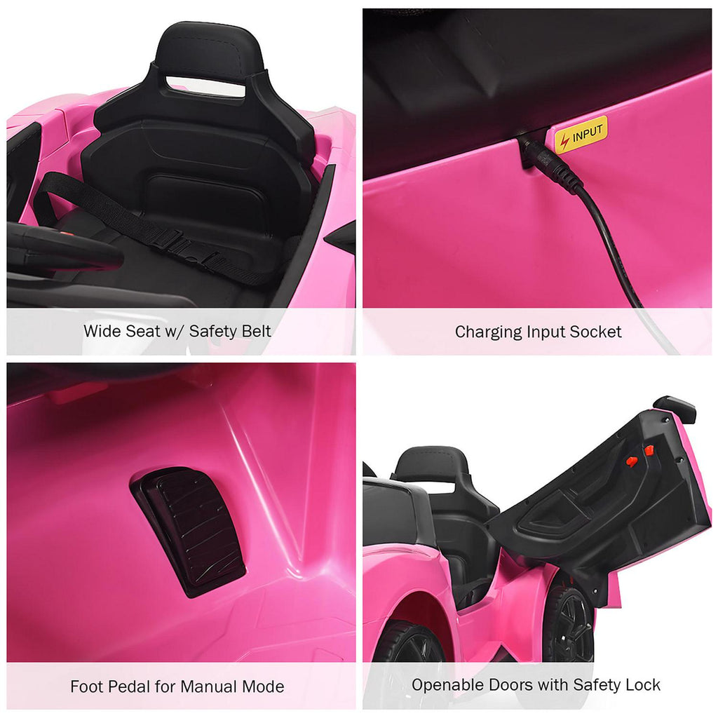 Interactive 2.4G RC Electric Car for Kids with Lights, MP3 Player, and Openable Doors - 12V