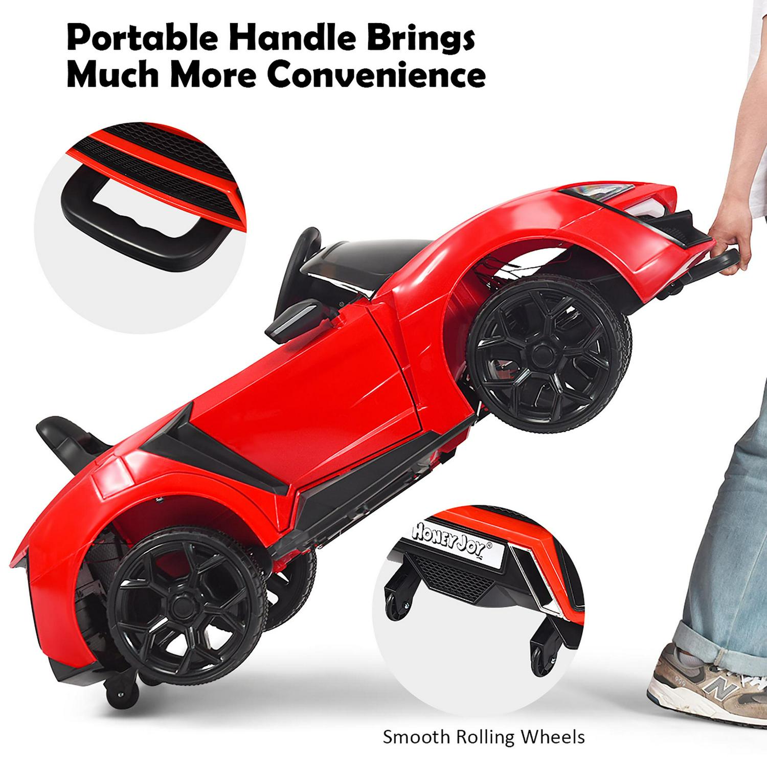 Interactive 2.4G RC Electric Car for Kids with Lights, MP3 Player, and Openable Doors - 12V