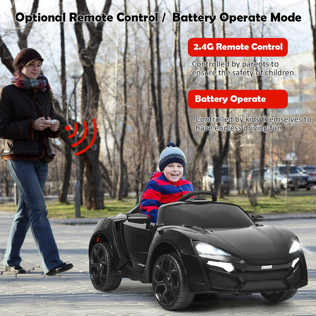 Interactive 2.4G RC Electric Car for Kids with Lights, MP3 Player, and Openable Doors - 12V
