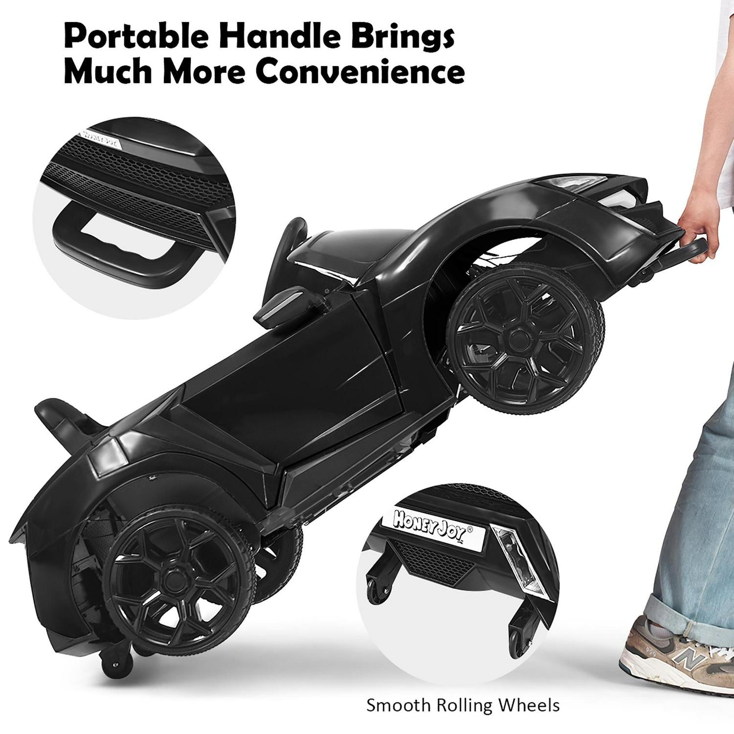 Interactive 2.4G RC Electric Car for Kids with Lights, MP3 Player, and Openable Doors - 12V