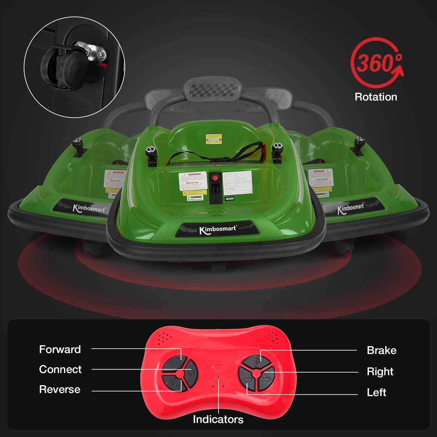 Interactive 6V Bumper Car for Kids with Remote Control, Flashing Lights, Music, and Customizable Stickers