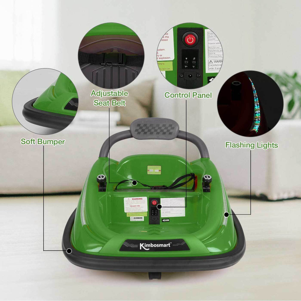 Interactive 6V Bumper Car for Kids with Remote Control, Flashing Lights, Music, and Customizable Stickers - Perfect Gift for Creative Playtime
