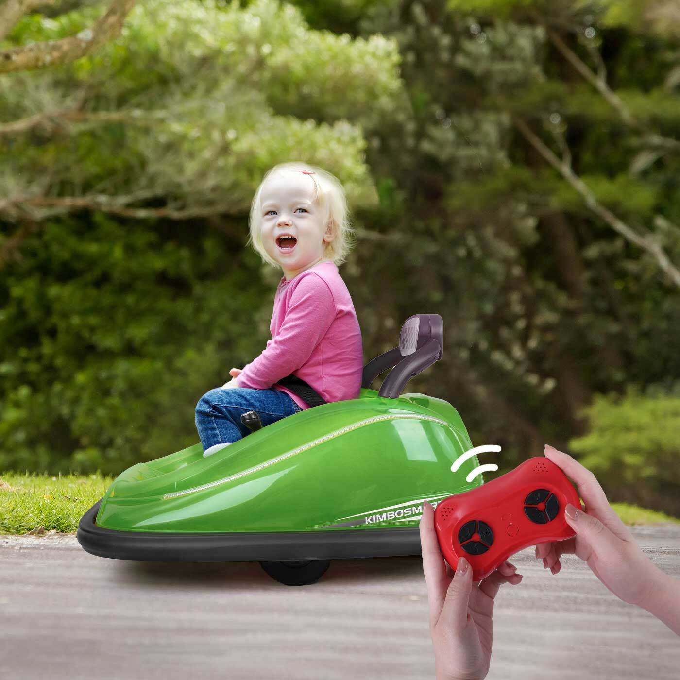 Interactive 6V Bumper Car for Kids with Remote Control, Flashing Lights, Music, and Customizable Stickers - Perfect Gift for Creative Playtime