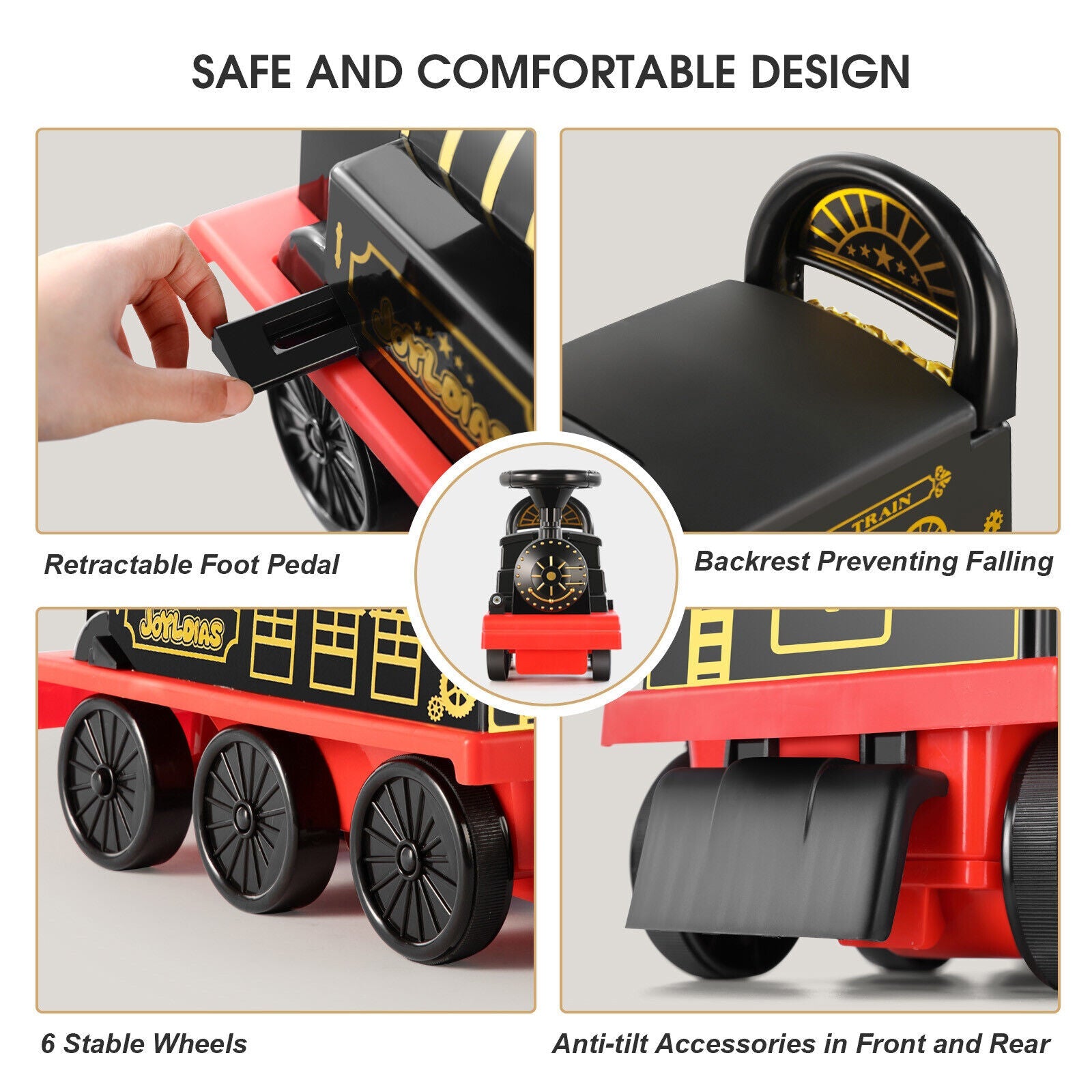 Interactive 6V Electric Kids Train Set with Track, Carriage, Lights, Whistle, Music, Storytelling, and Storage