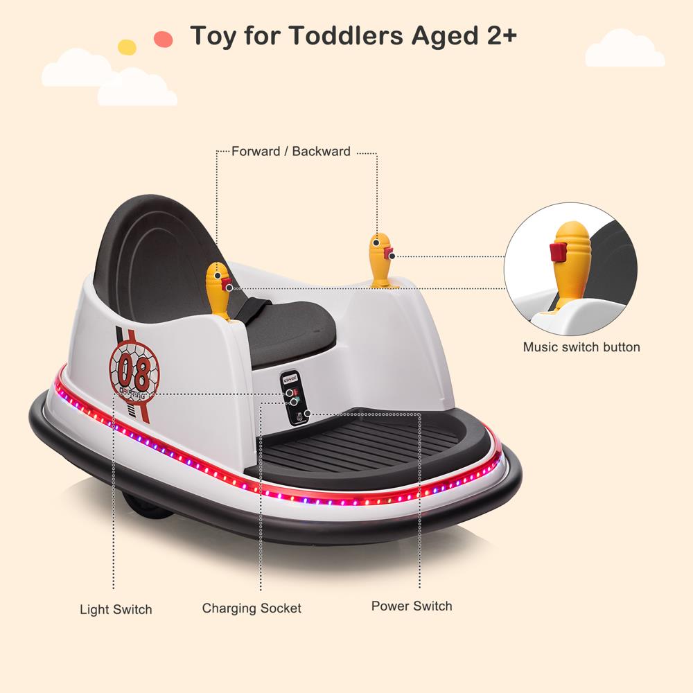 Interactive Electric Bumper Car for Kids with Music, Lights, and Parental Control - Available in 4 Vibrant Colors!