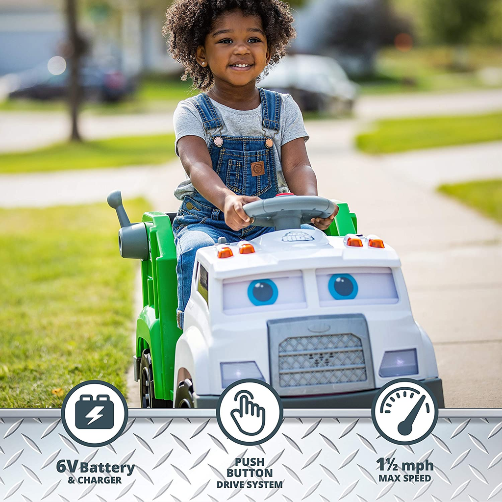 Interactive Toddler Recycling Truck: 6V Battery Ride-On Toy for Kids