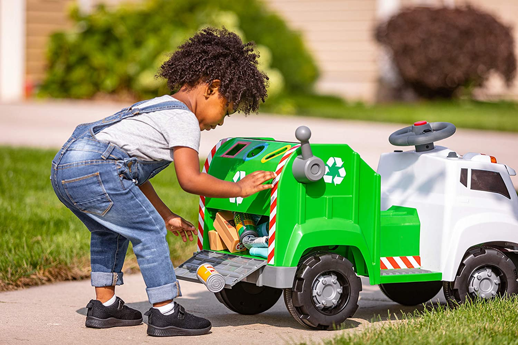 Interactive Toddler Recycling Truck: 6V Battery Ride-On Toy for Kids
