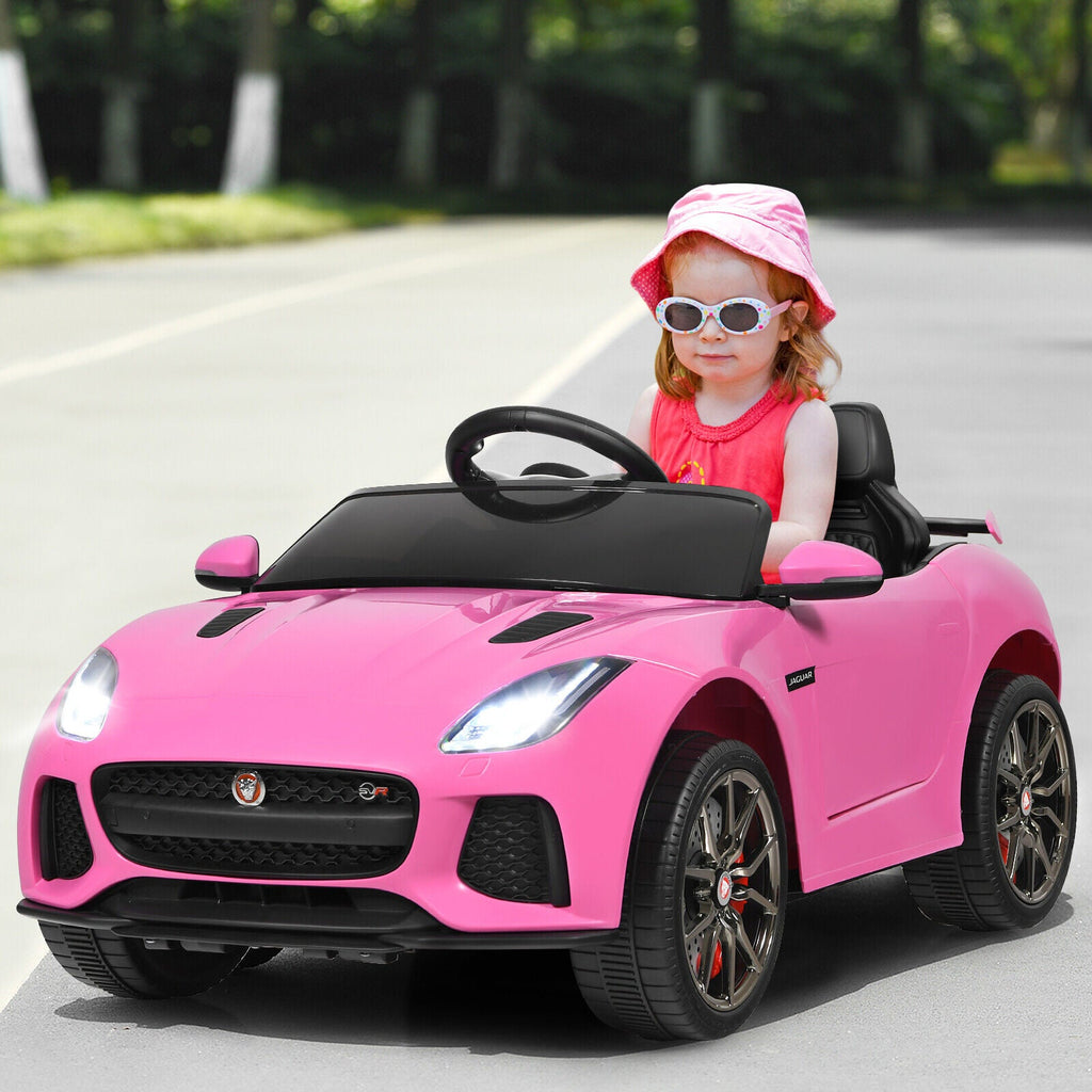 Jaguar F-Type SVR 12V Licensed Kids Ride On Car with Lights & Remote Control - Pink