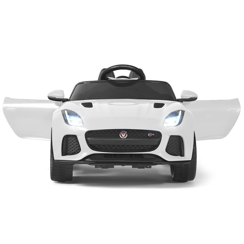 Jaguar F-Type SVR 12V Licensed Kids Ride On Car with Lights, Music, and Remote Control - White