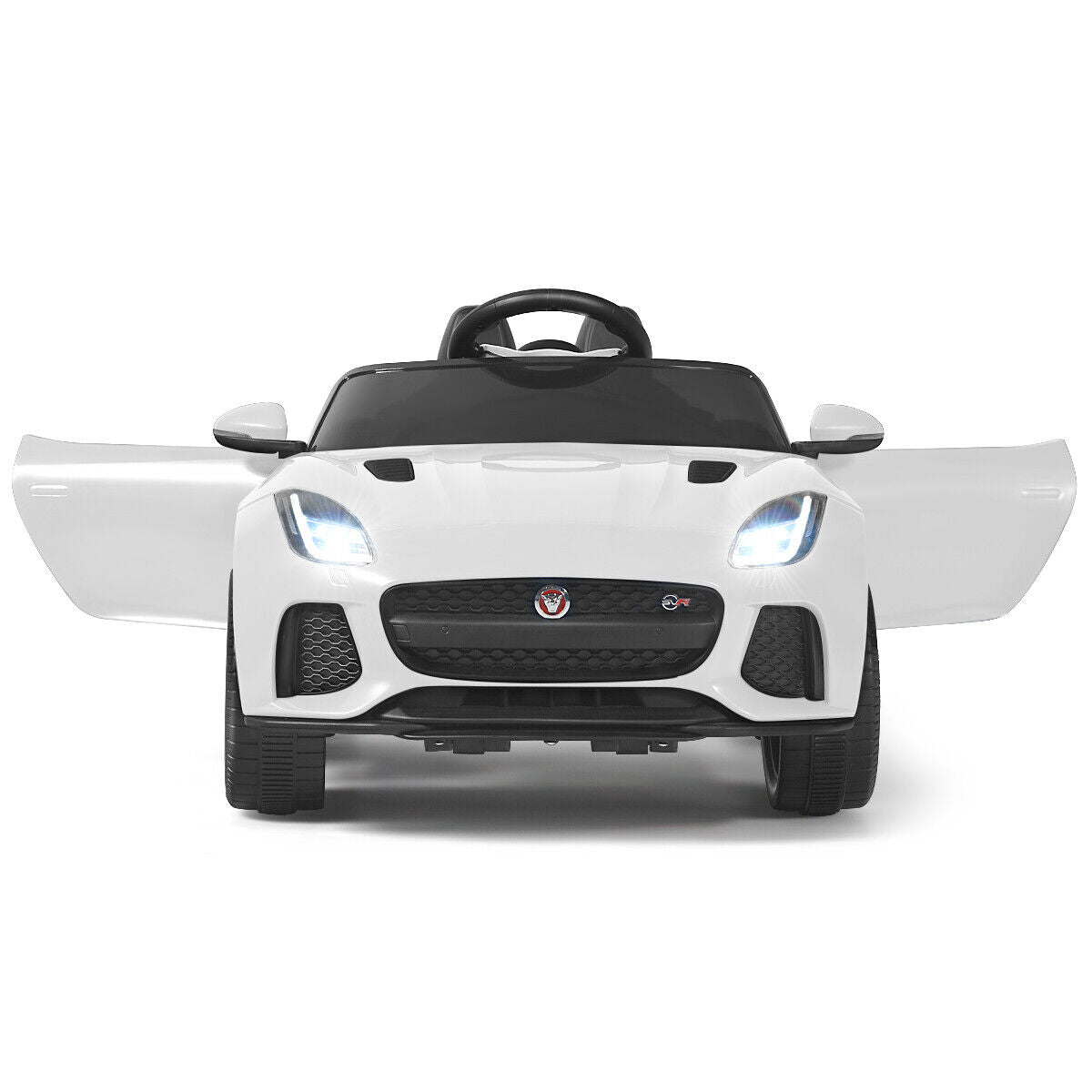 Jaguar F-Type SVR 12V Licensed Kids Ride On Car with Lights, Music, and Remote Control - White