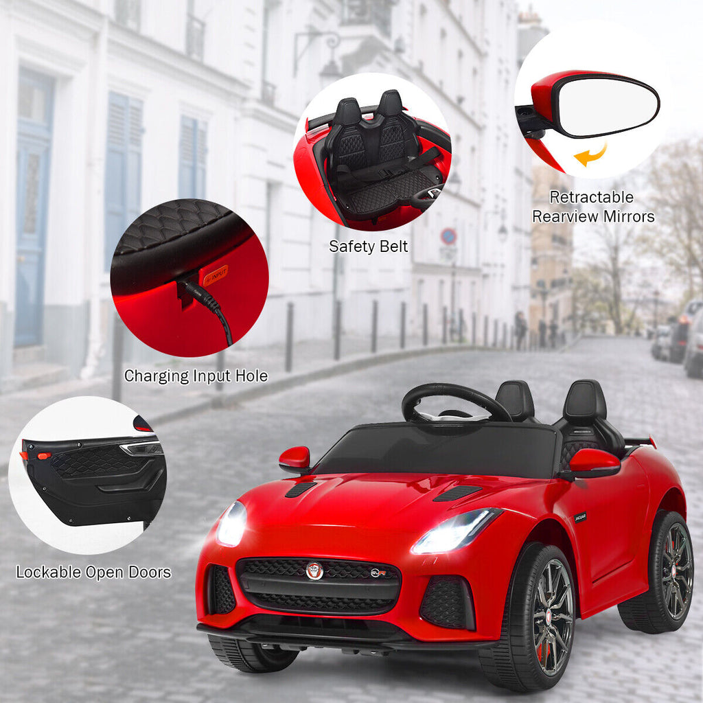 Jaguar F-Type SVR 12V Licensed Ride On Car for Kids with Music & Lights - Red