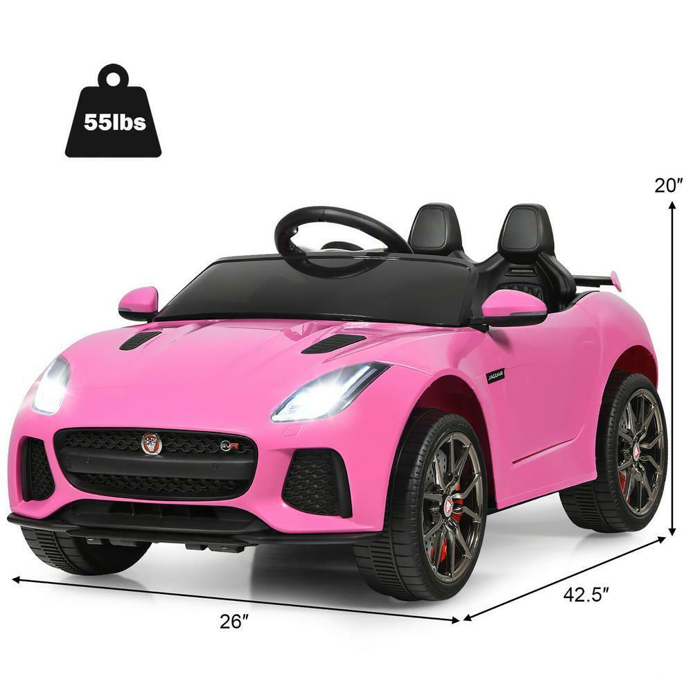 Jaguar F Type SVR 12V Ride-On Car for Kids with MP3, USB, and Pink LED Lights