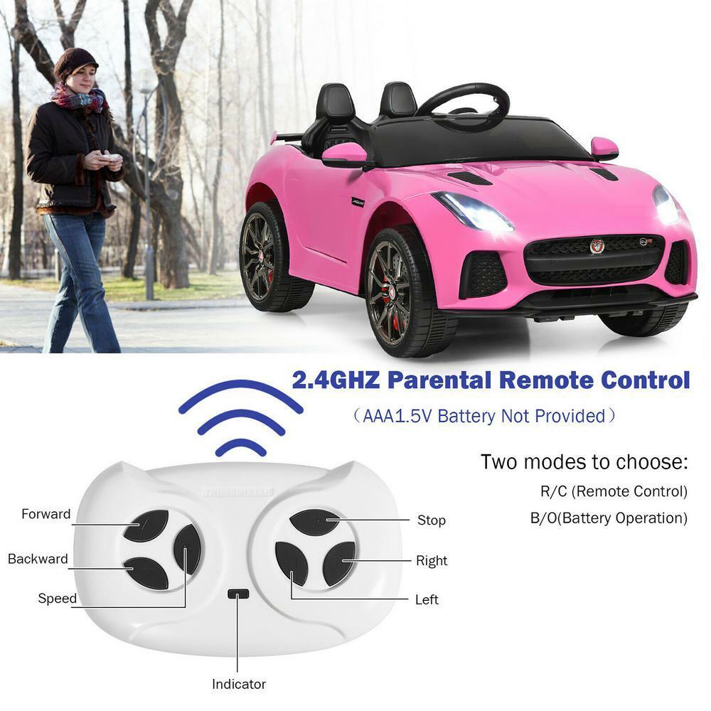Jaguar F Type SVR 12V Ride-On Car for Kids with MP3, USB, and Pink LED Lights