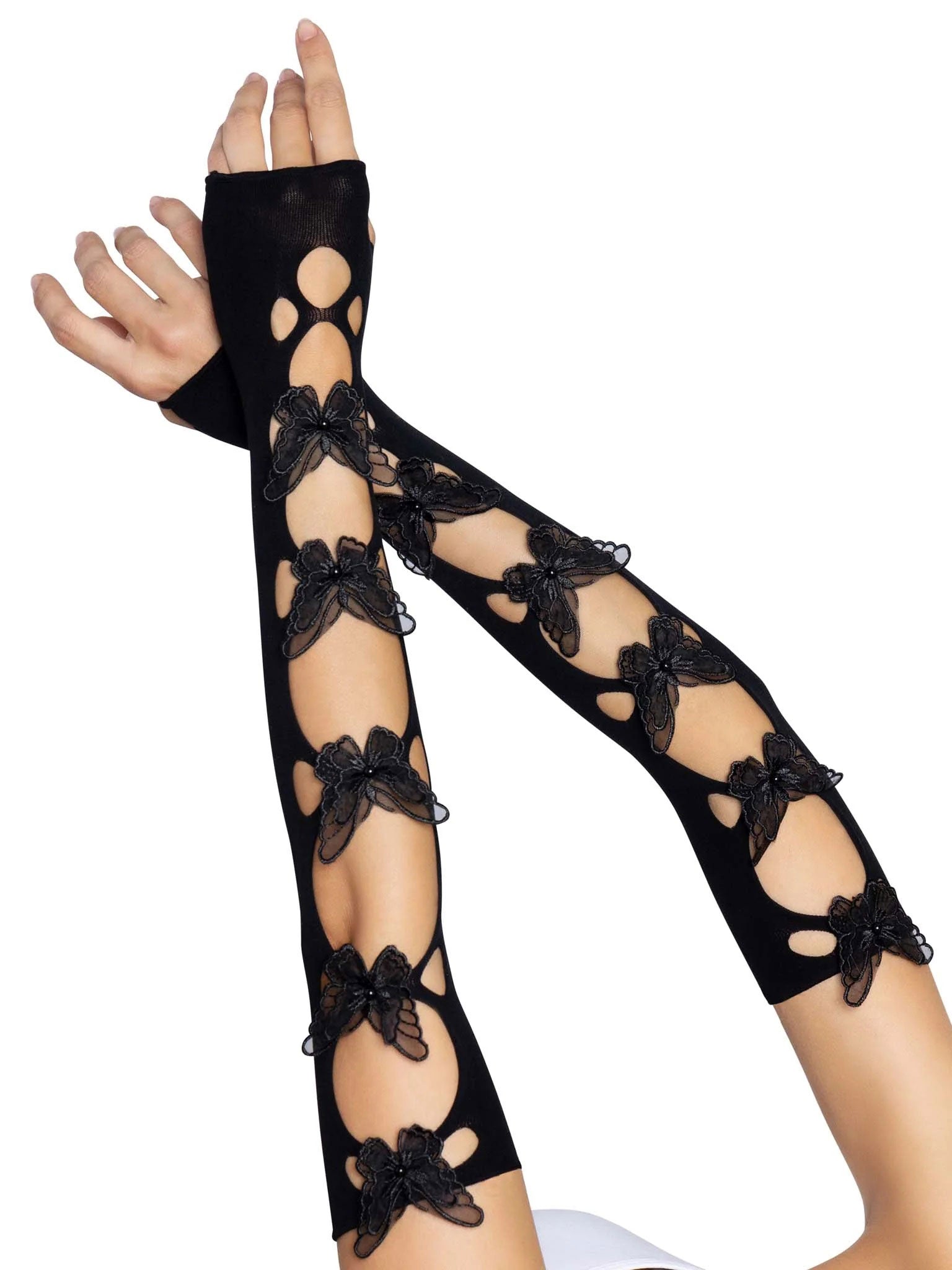 Midnight Butterfly Arm Warmers (One Size)
