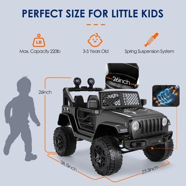 Jeep 24V/12V Kids Electric Ride-On Car with Remote Control, 3 Speeds, and LED Lights