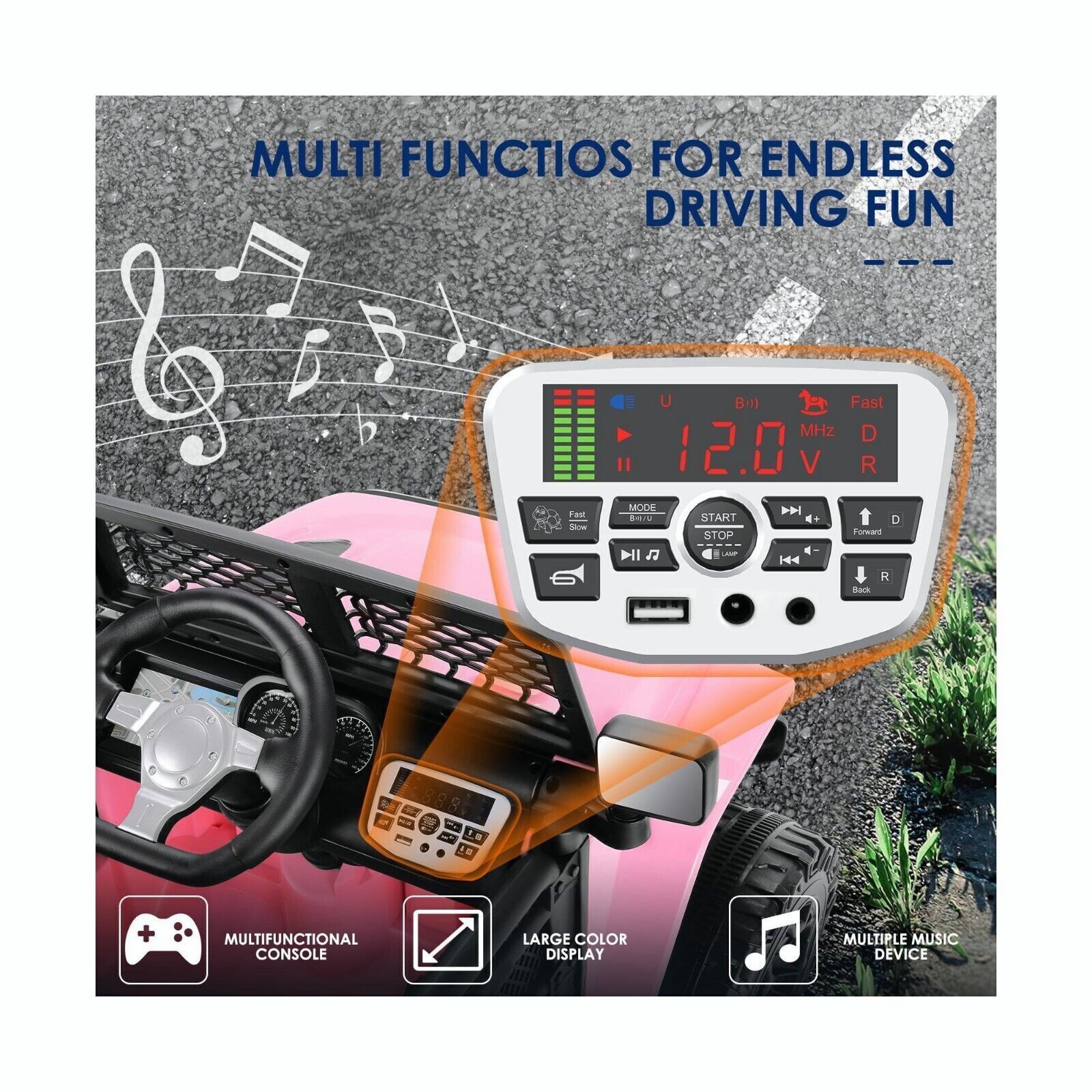 Jeep 24V/12V Kids Electric Ride-On Car with Remote Control, 3 Speeds, and LED Lights