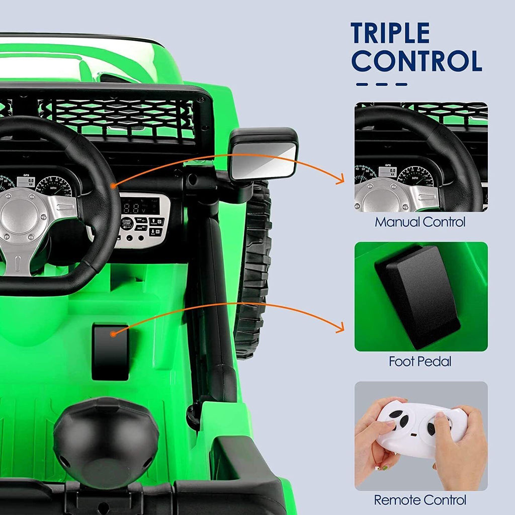 Jeep 24V/12V Kids Electric Ride-On Car with Remote Control, 3 Speeds, and LED Lights