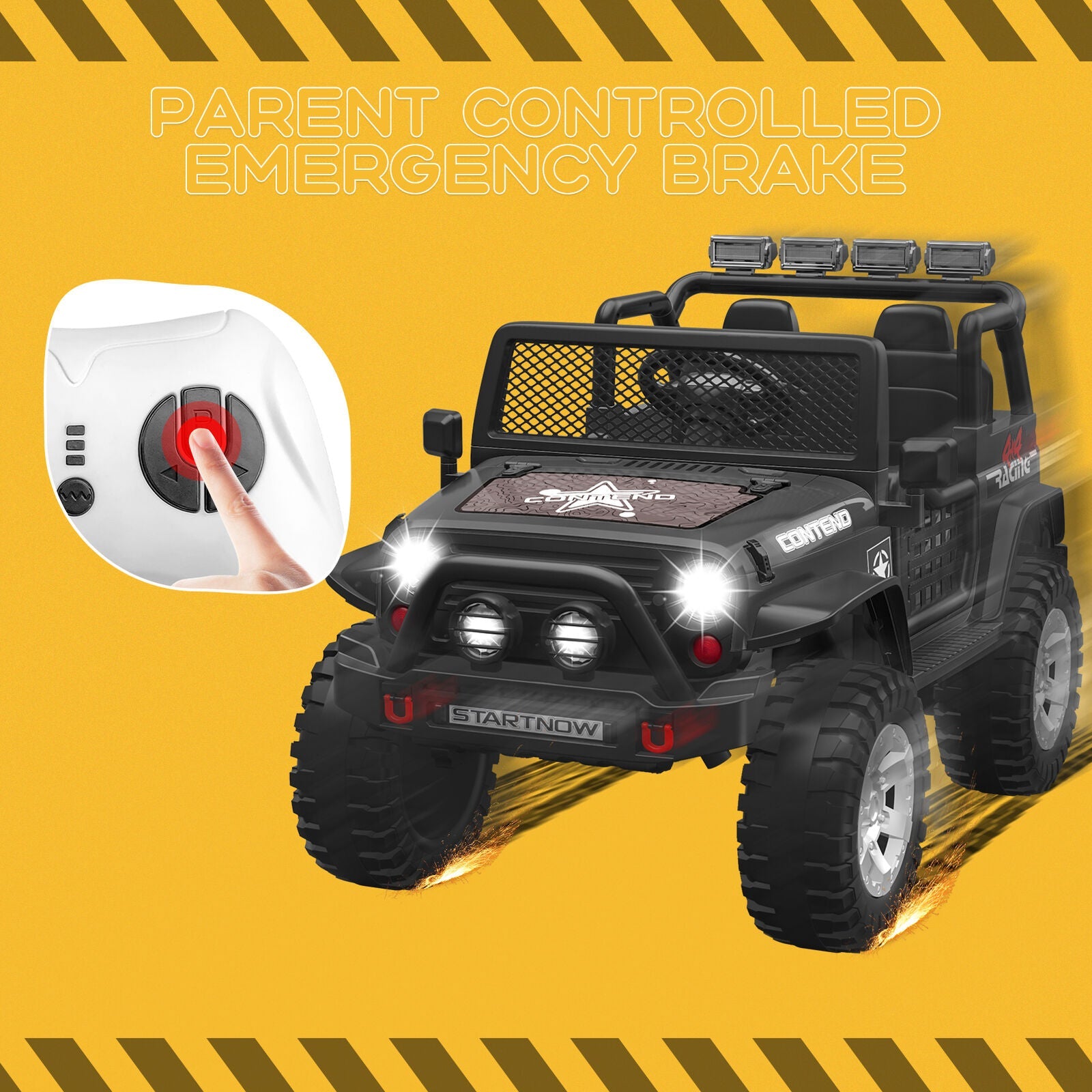 Electric Ride-On Car for Kids with LED Lights, MP3 Player, and Remote Control - 2 Seats, 12V
