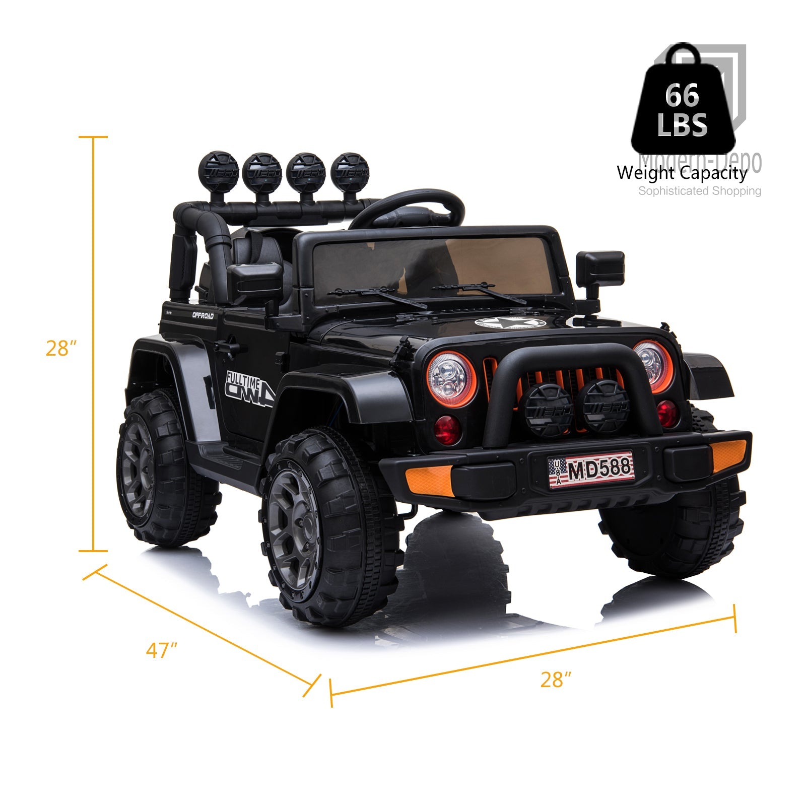 Jeep Kids Ride On Car with Parent Remote Control, Customizable Stickers, and LED Lights - 12V