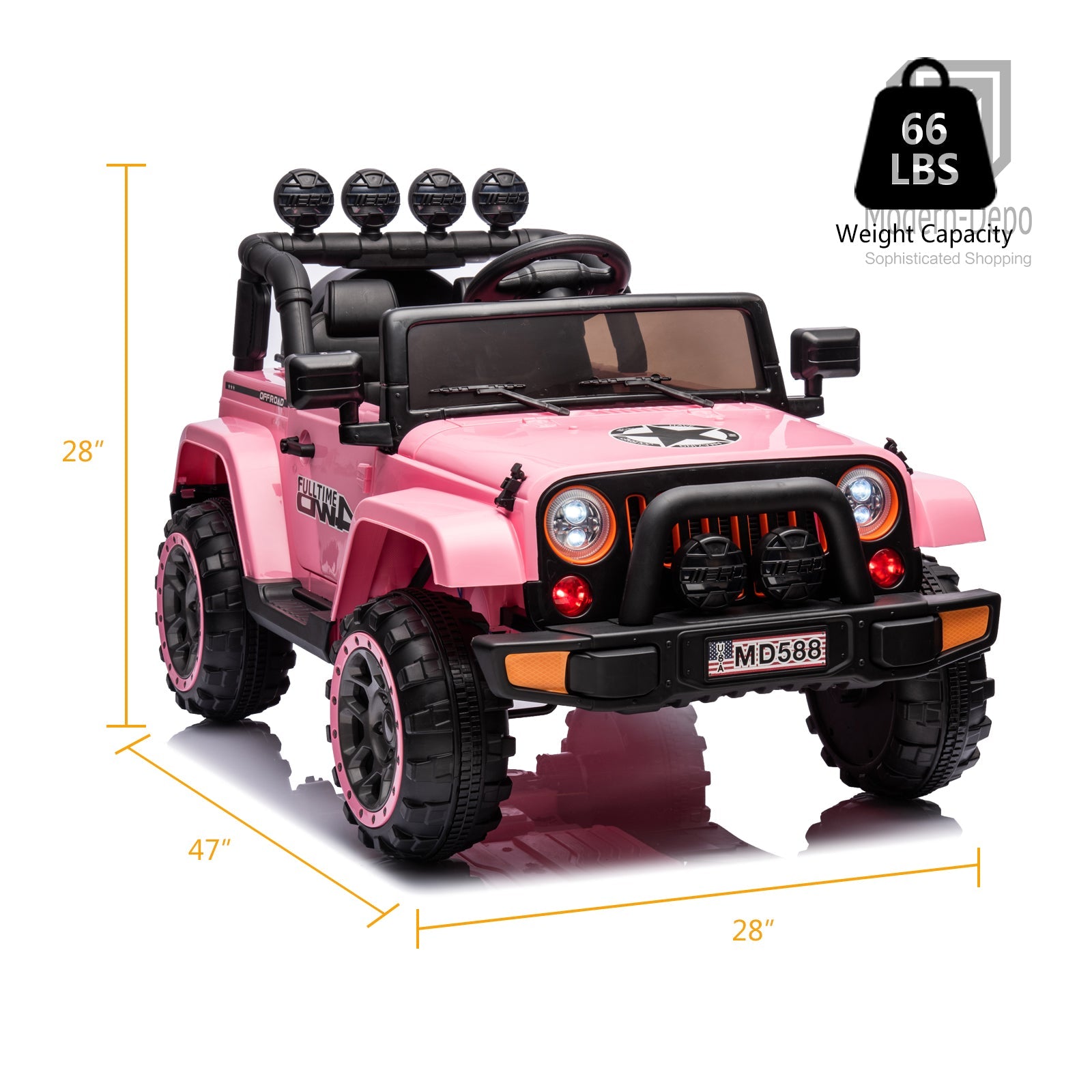 Jeep Kids Ride On Car with Parent Remote Control, Customizable Stickers, and LED Lights - 12V