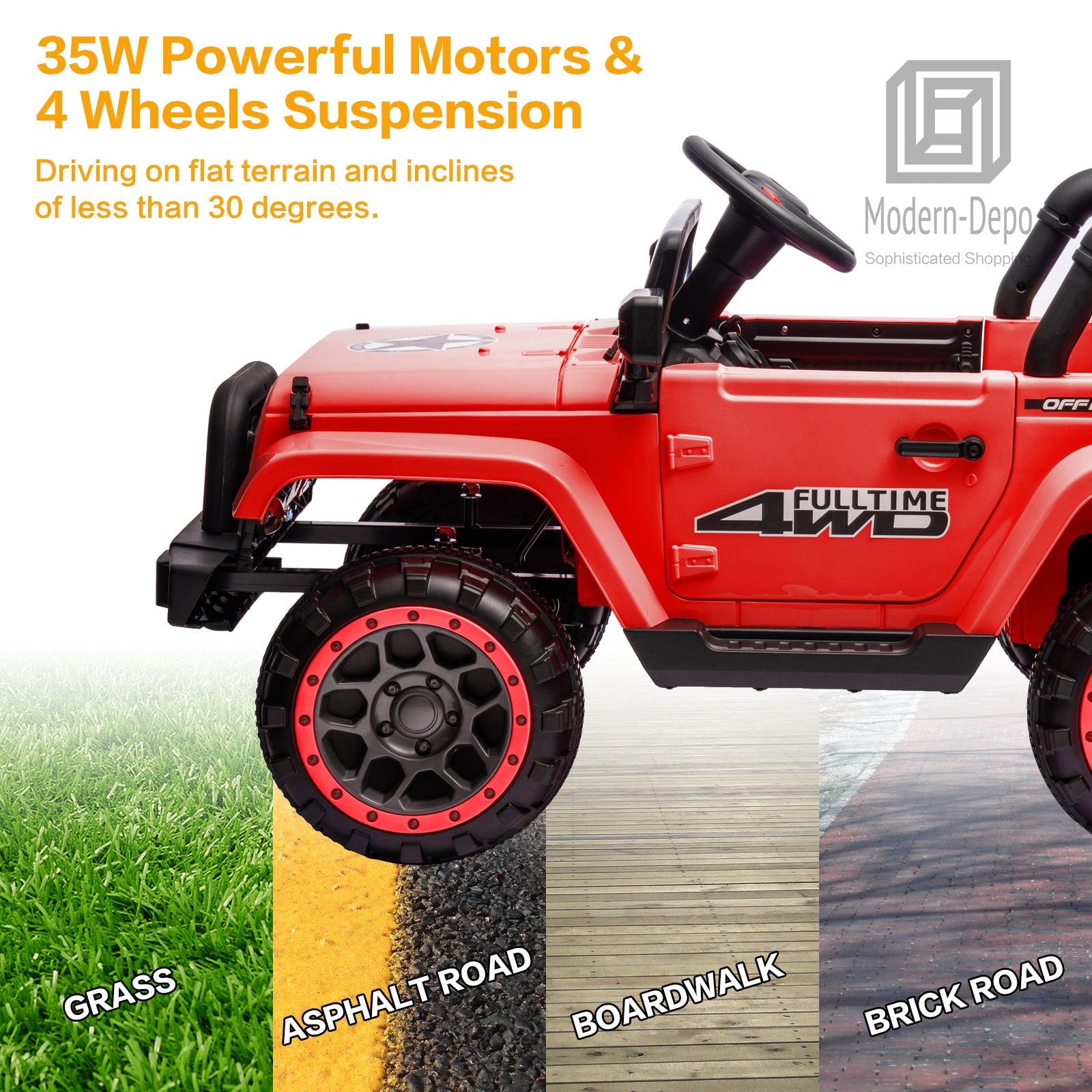 Jeep Kids Ride On Car with Parent Remote Control, Customizable Stickers, and LED Lights - 12V