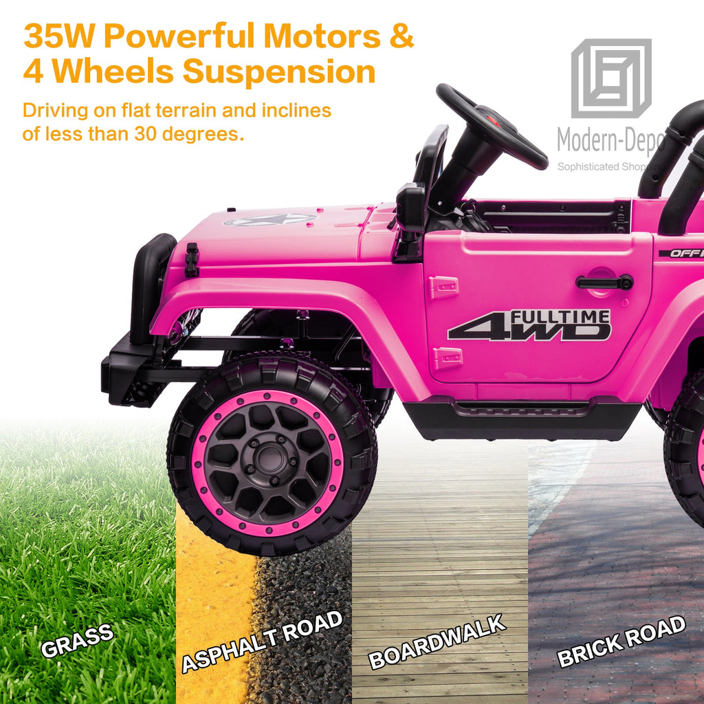 Jeep Kids Ride On Car with Parent Remote Control, Customizable Stickers, and LED Lights - 12V