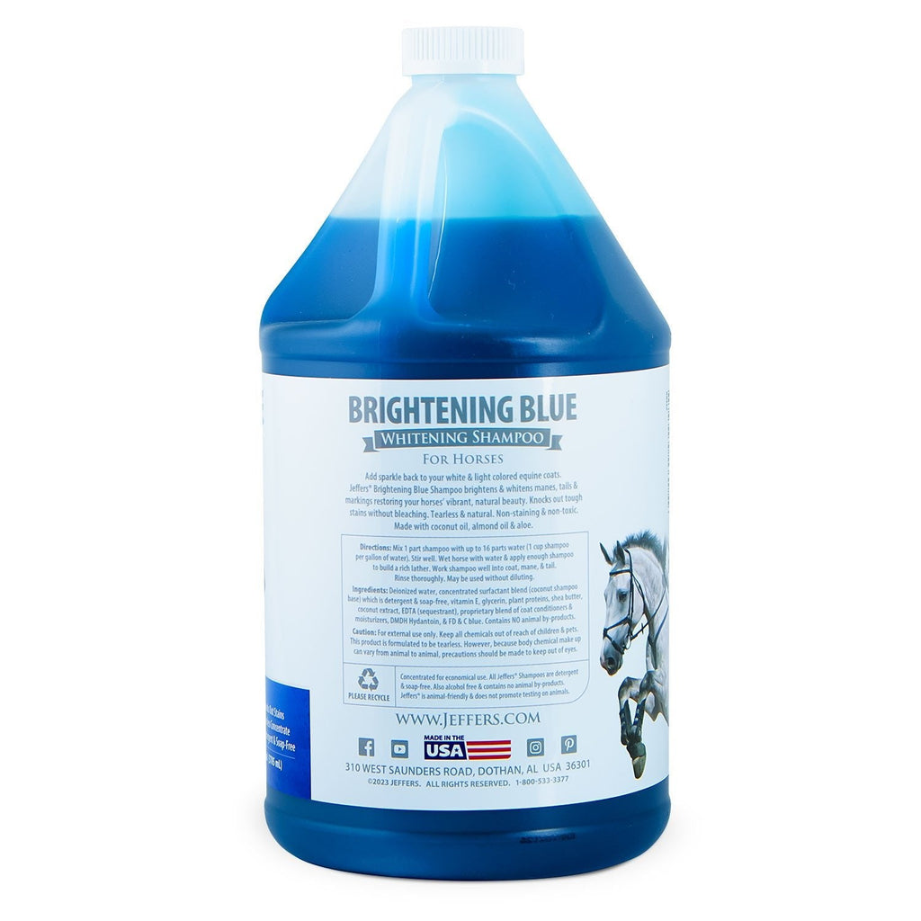 Jeffers Equine BRIGHTENING BLUE Whitening Horse Shampoo