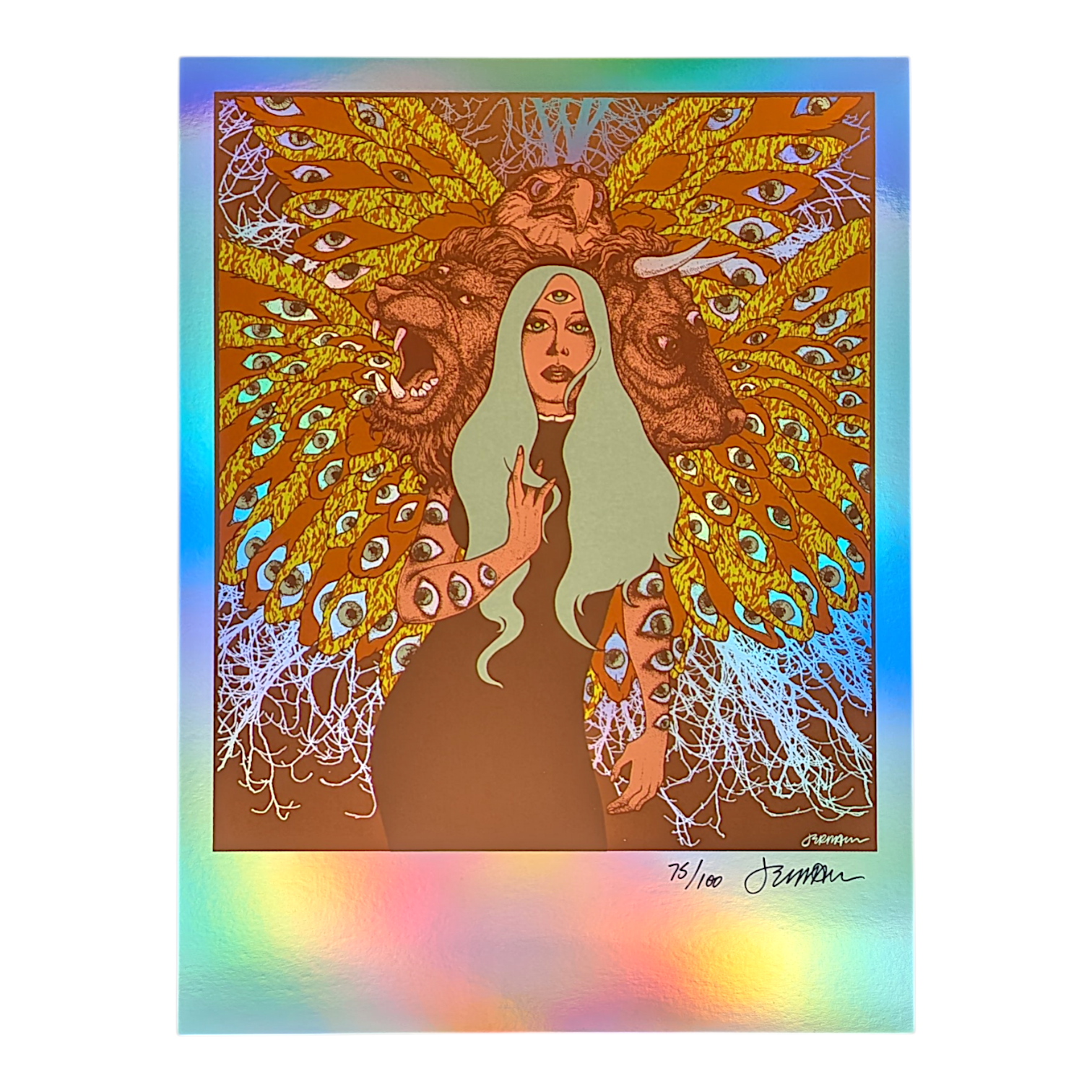 Jermaine Rogers "Living Creature" (Rainbow Foil) Print