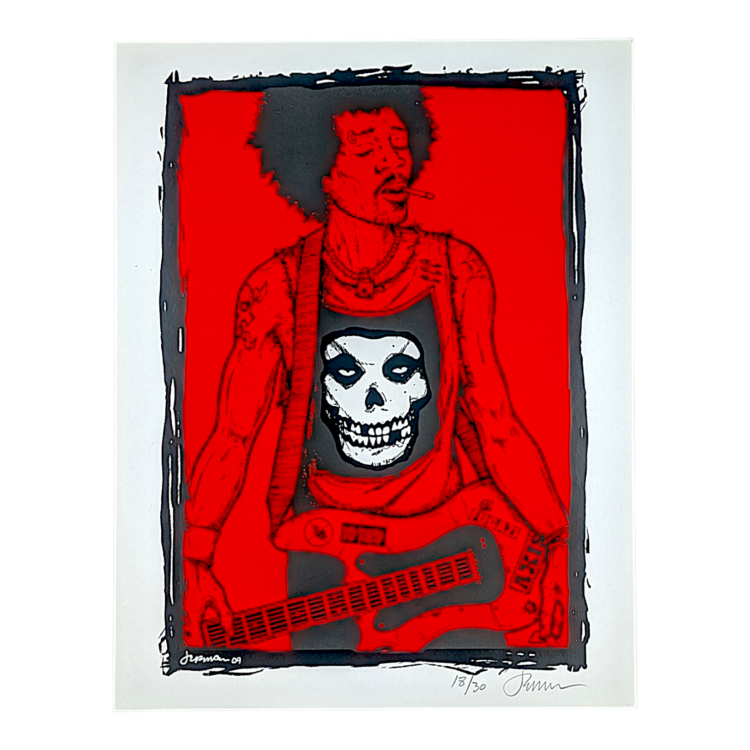 Jermaine Rogers "The Jimi Hendrix Experience (Will I Live Tomorrow?)" (Red) Print