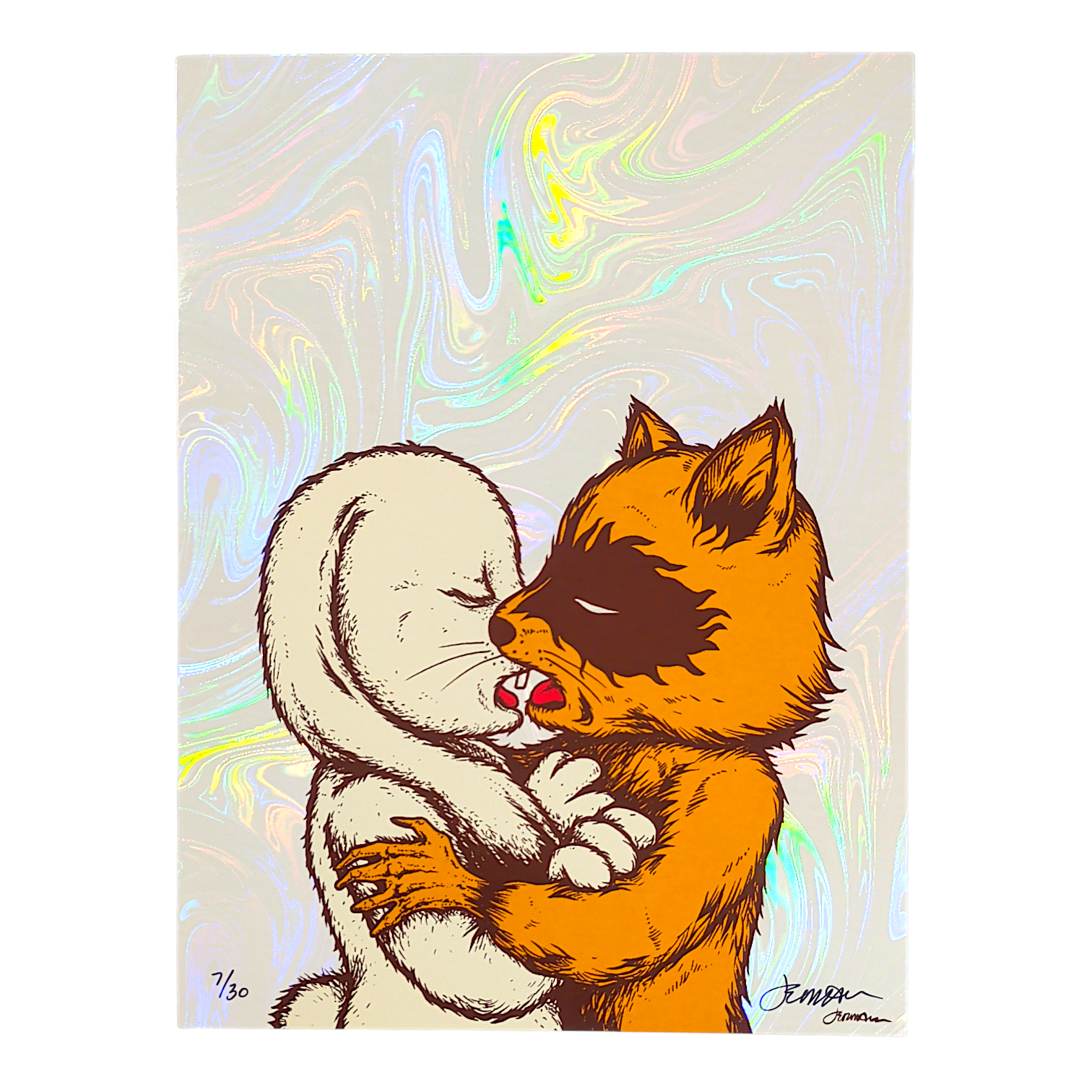 Jermaine Rogers "The Kiss" (White Swirl Foil) Print